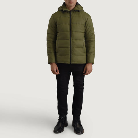 Men's Ridge Green Hooded Puffer Jacket