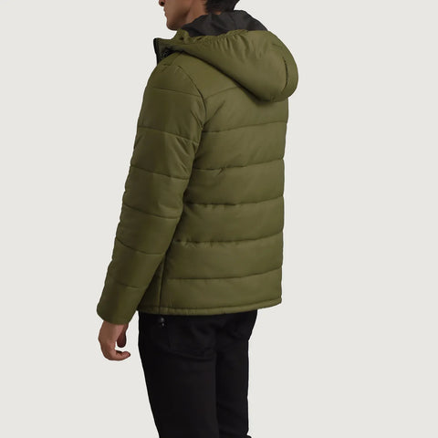 Men's Ridge Green Hooded Puffer Jacket