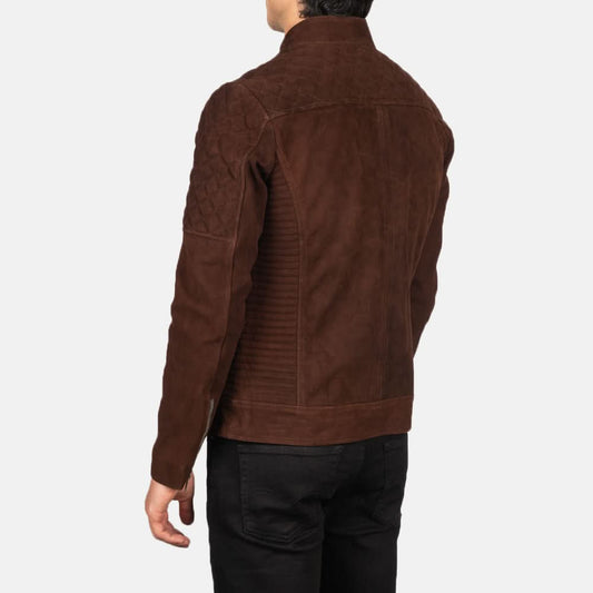 Fernando Quilted Brown Suede Biker Jacket - Leather Clan