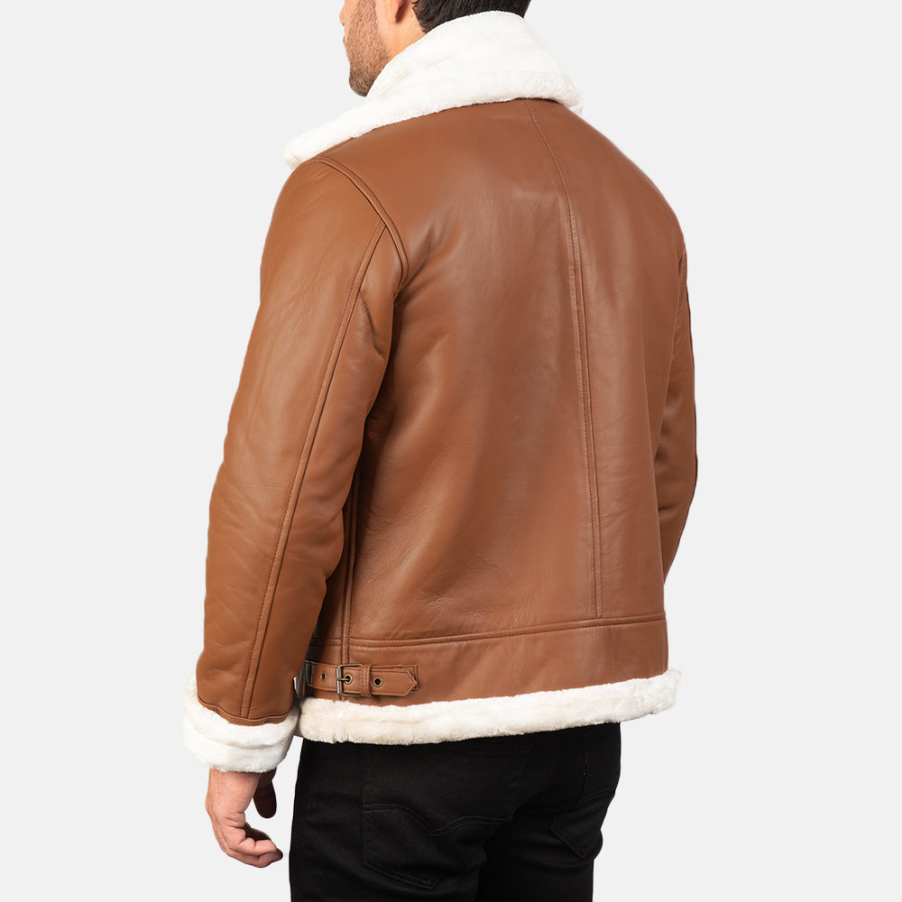 Francis Brown Leather Bomber Jacket