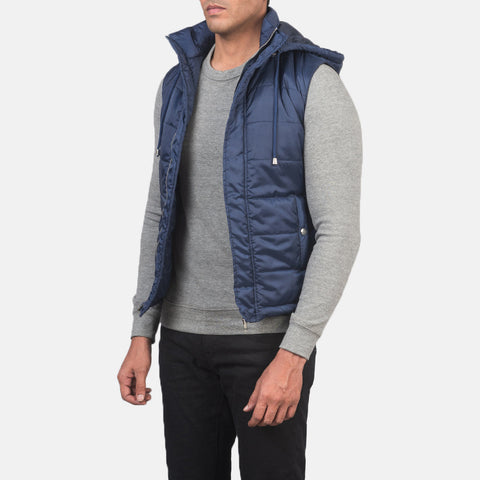 Men's Dalton Blue Hooded Puffer Vest