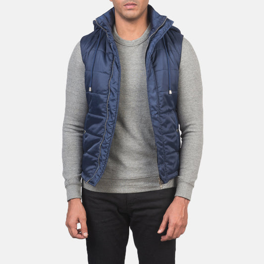 Men's Dalton Blue Hooded Puffer Vest