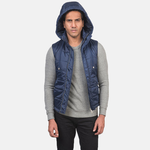 Men's Dalton Blue Hooded Puffer Vest
