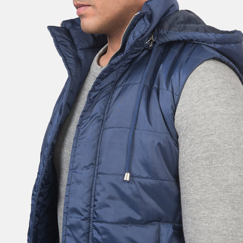 Men's Dalton Blue Hooded Puffer Vest