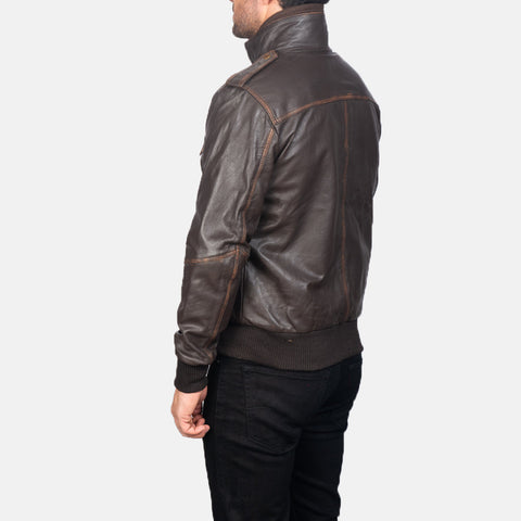 [FS] Glen Street Brown Leather Bomber Jacket