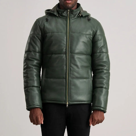 Gordon Green Hooded Leather Puffer Jacket