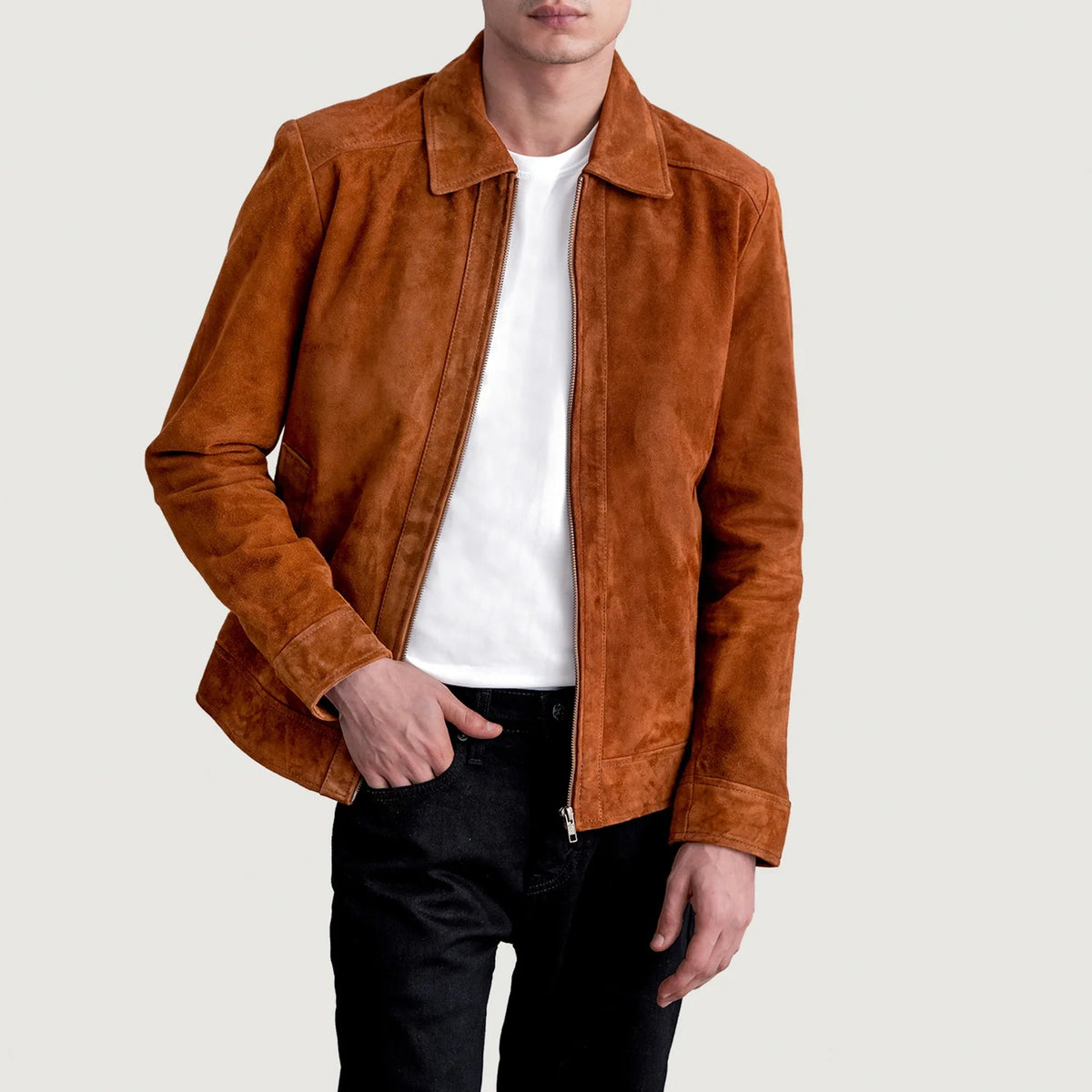 Inferno Brown Suede Leather Jacket