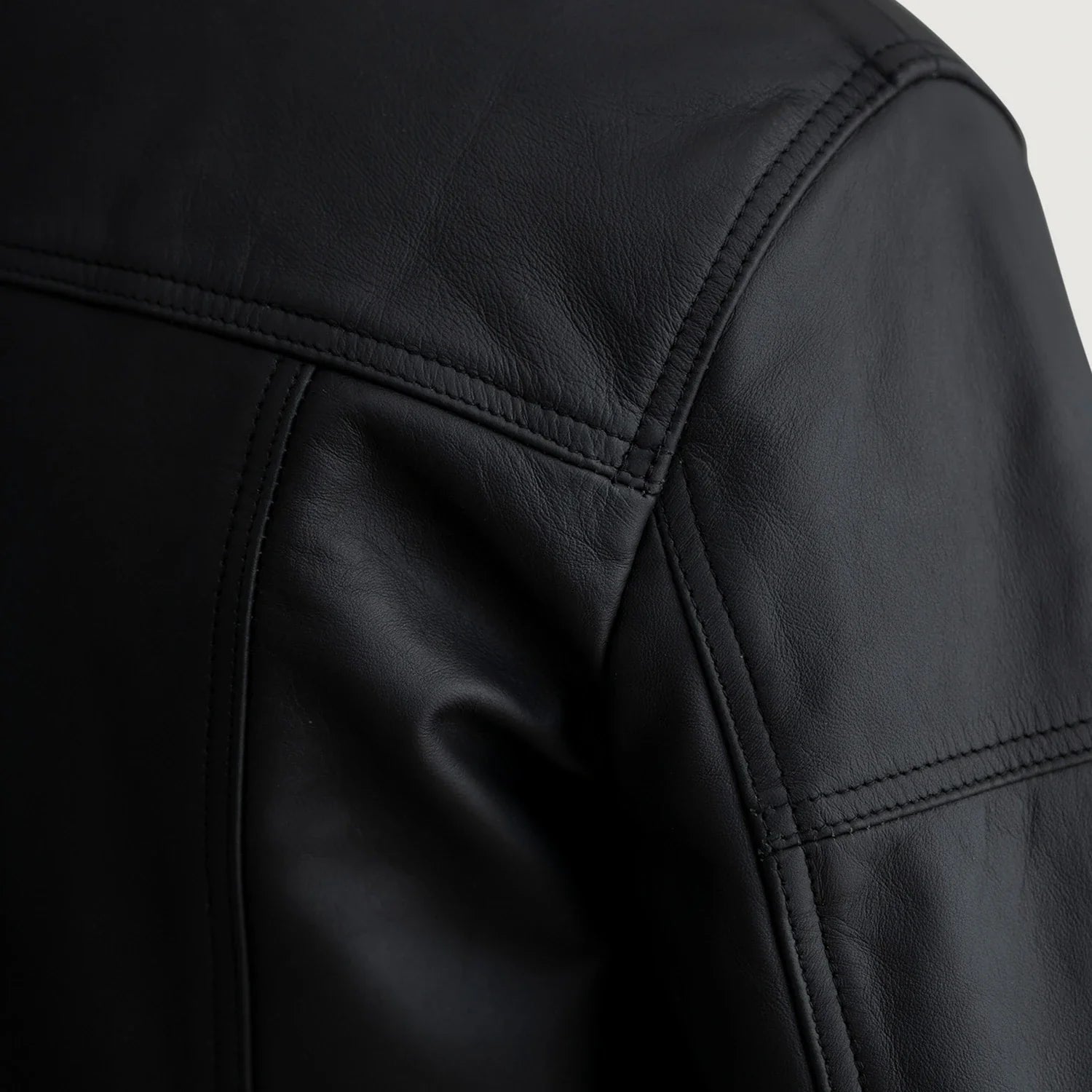 Lavendard Matte Black Leather Biker Jacket