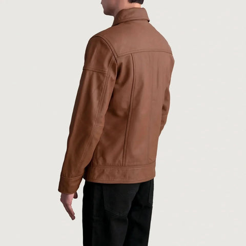 Lavendard Matte Brown Leather Biker Jacket