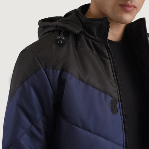 Men's Ranger Black & Blue Hooded Puffer Jacket