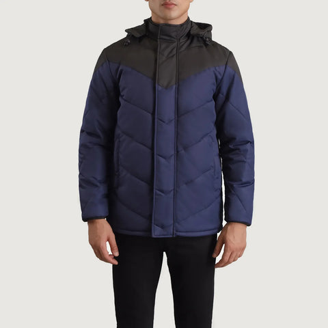 Men's Ranger Black & Blue Hooded Puffer Jacket