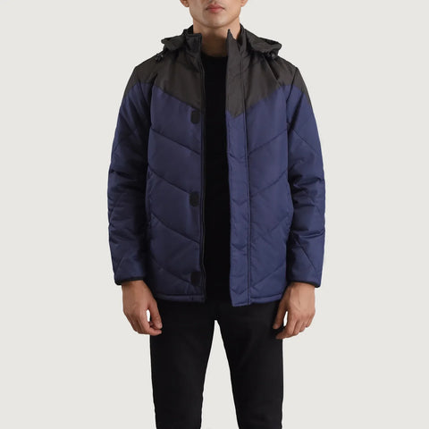 Men's Ranger Black & Blue Hooded Puffer Jacket