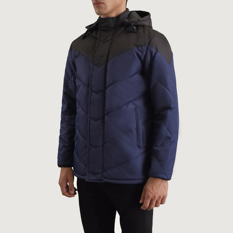 Men's Ranger Black & Blue Hooded Puffer Jacket