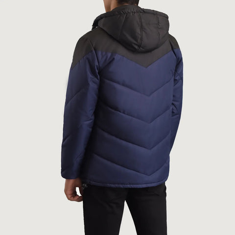 Men's Ranger Black & Blue Hooded Puffer Jacket