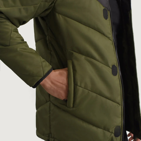 Men's Ranger Black & Green Hooded Puffer Jacket