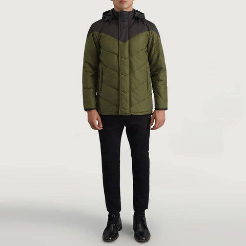 Men's Ranger Black & Green Hooded Puffer Jacket