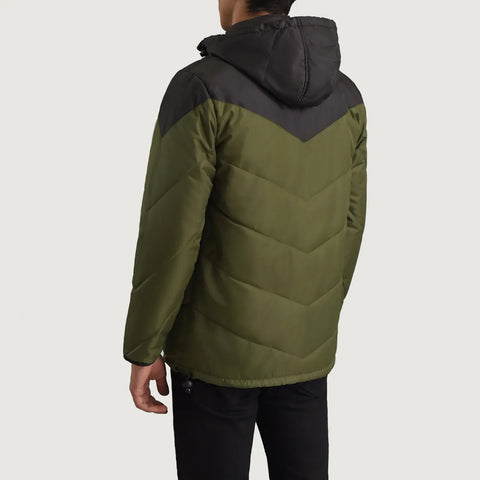 Men's Ranger Black & Green Hooded Puffer Jacket
