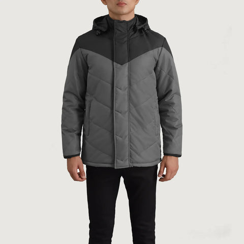 Men's Ranger Black & Grey Hooded Puffer Jacket