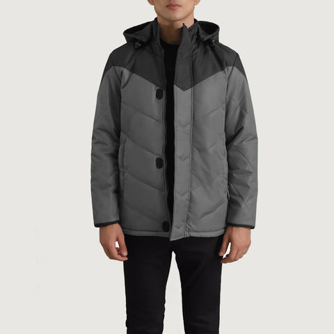 Men's Ranger Black & Grey Hooded Puffer Jacket