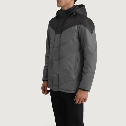 Men's Ranger Black & Grey Hooded Puffer Jacket