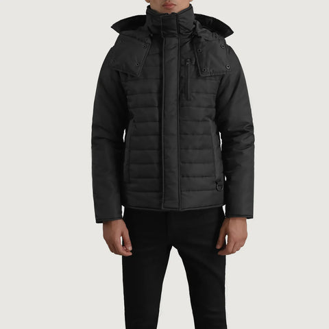 Men's Alpine Black Hooded Puffer Jacket