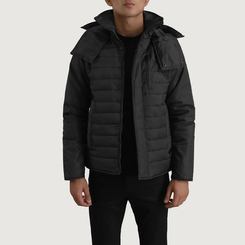 Men's Alpine Black Hooded Puffer Jacket