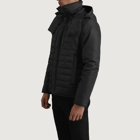 Men's Alpine Black Hooded Puffer Jacket