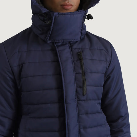 Men's Alpine Blue Hooded Puffer Jacket