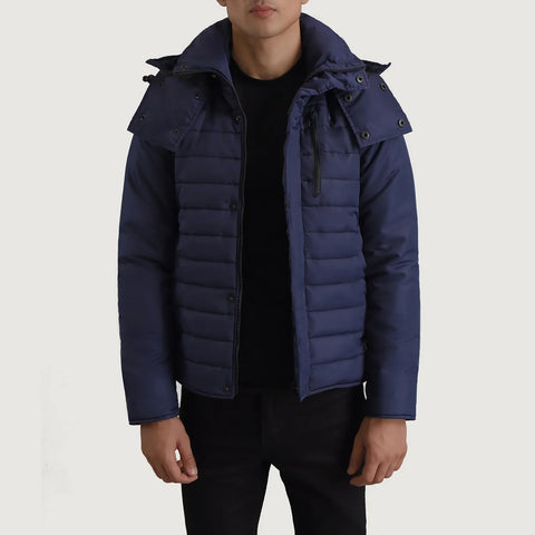 Men's Alpine Blue Hooded Puffer Jacket