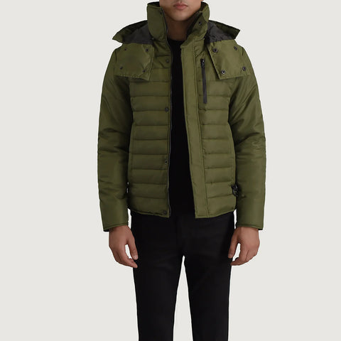 Men's Alpine Green Hooded Puffer Jacket