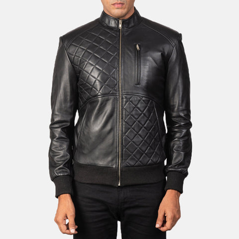 Moda Black Leather Bomber Jacket