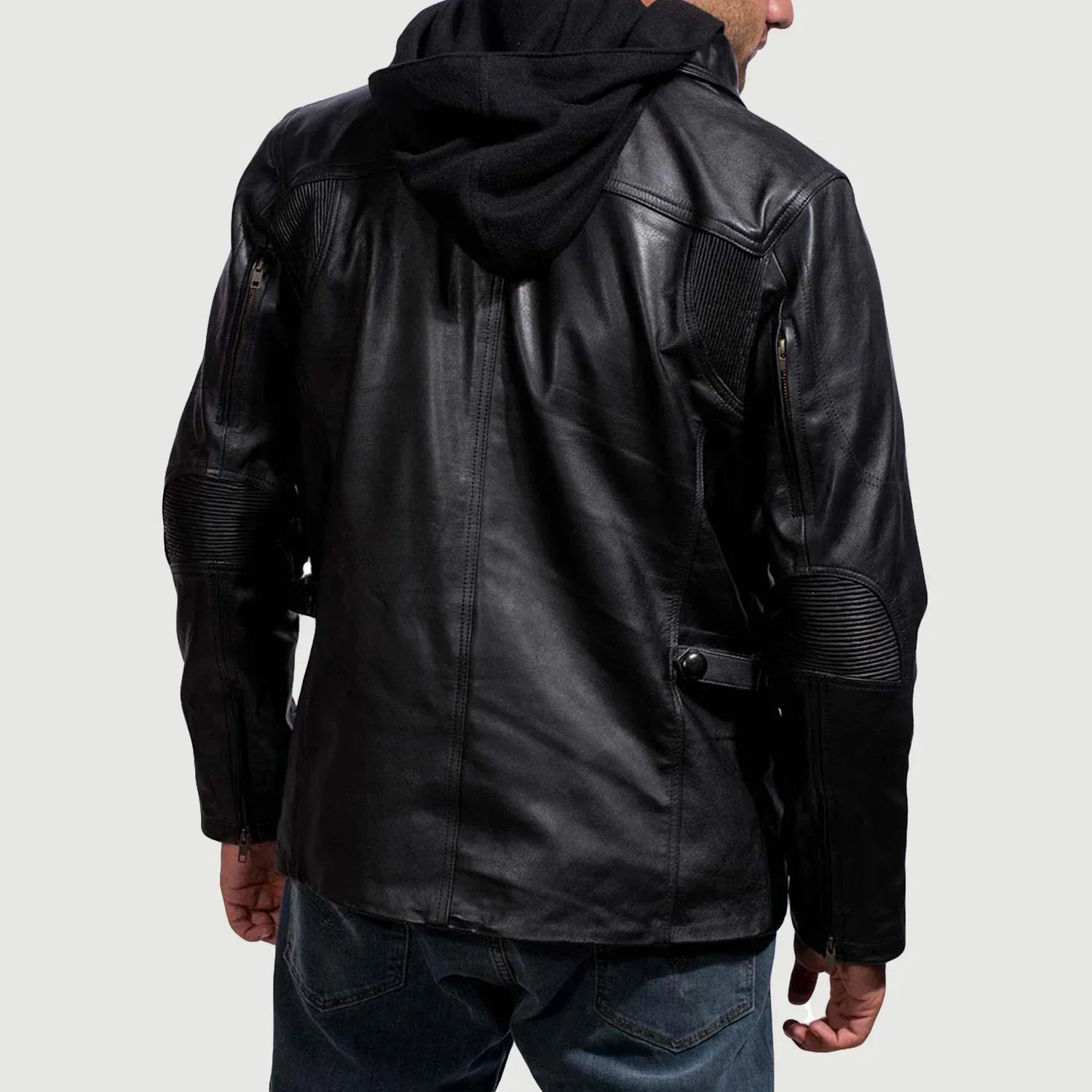 [LC] Moulder Hooded Black Leather Jacket