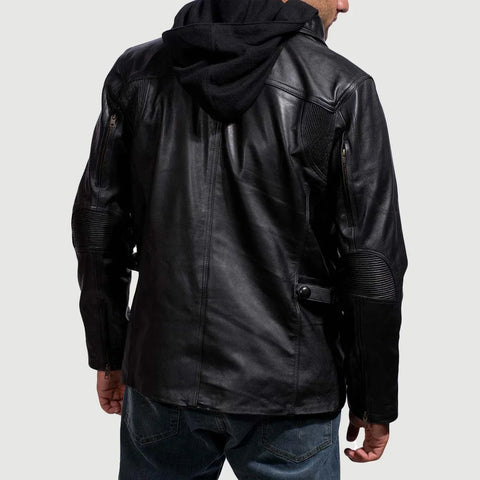 [LC] Moulder Hooded Black Leather Jacket