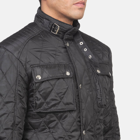 Nelson Quilted Black Windbreaker Jacket