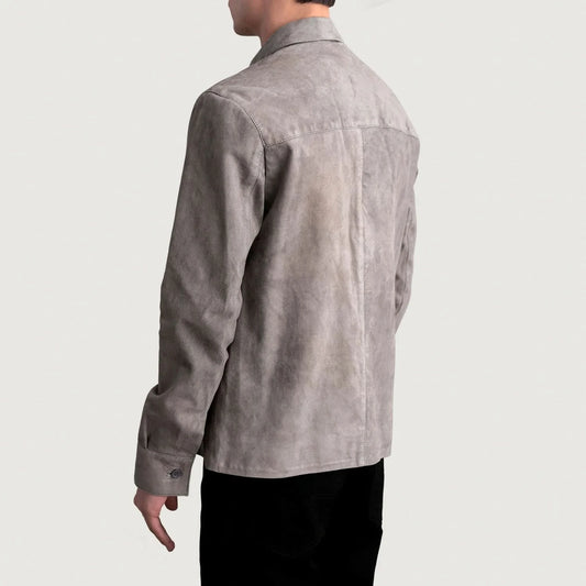Scout Grey Suede Leather Shirt - Leather Clan