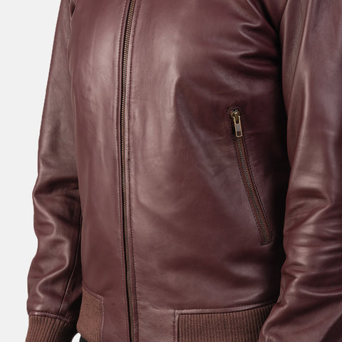 [FS] Shane Maroon Leather Bomber Jacket