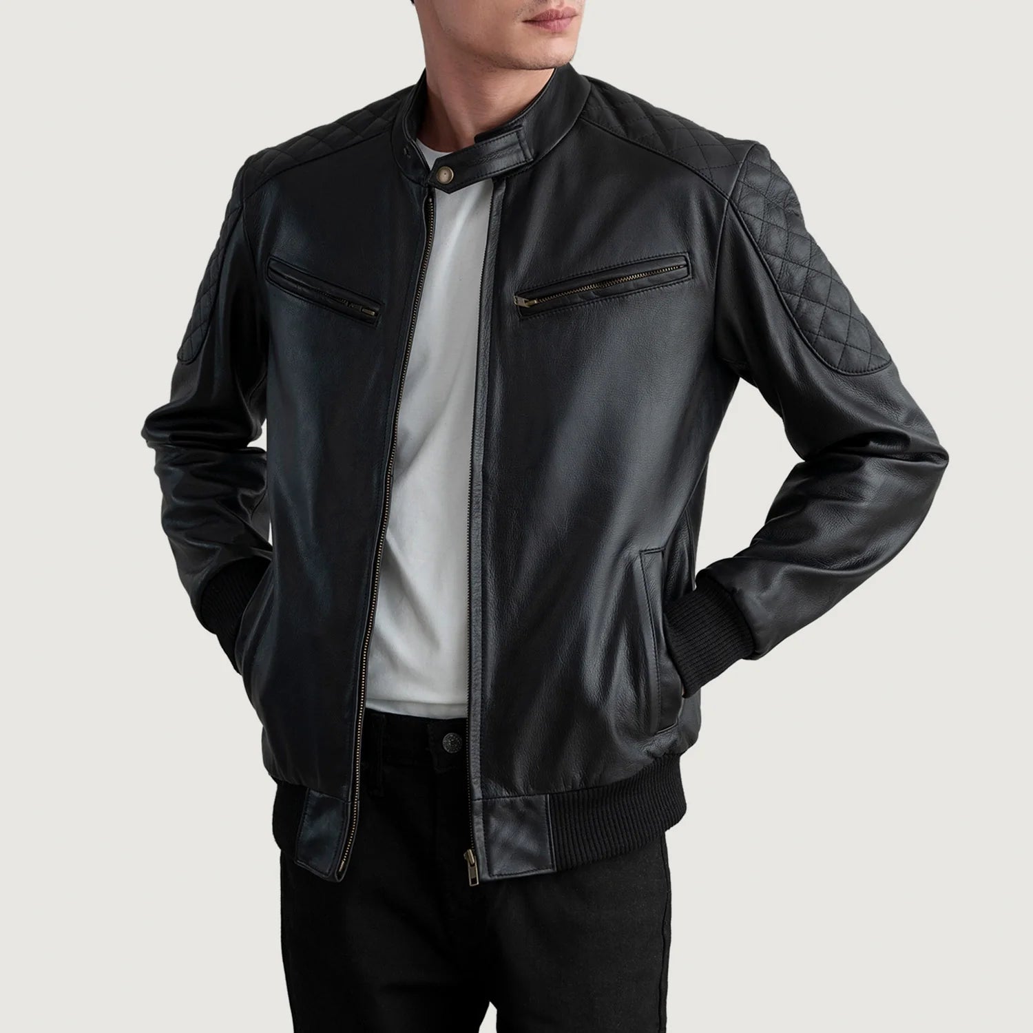 [FS] Sven Black Leather Bomber Jacket