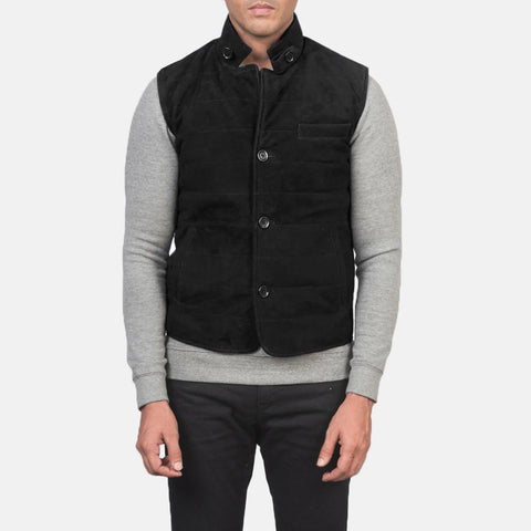 Tony Black Suede Vest