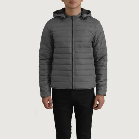 Men's Aspen Grey Hooded Puffer Jacket