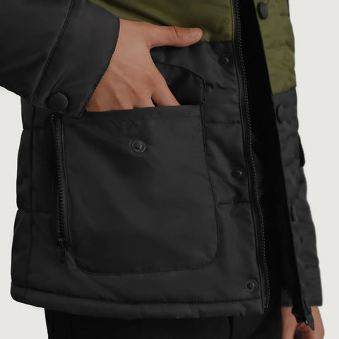 Wayne Black & Green Hooded Puffer Jacket