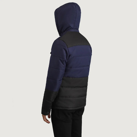 Men's Frontier Black & Blue Hooded Puffer Jacket