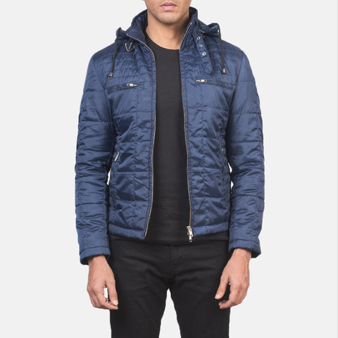 Alps Quilted Blue Hooded Windbreaker Jacket