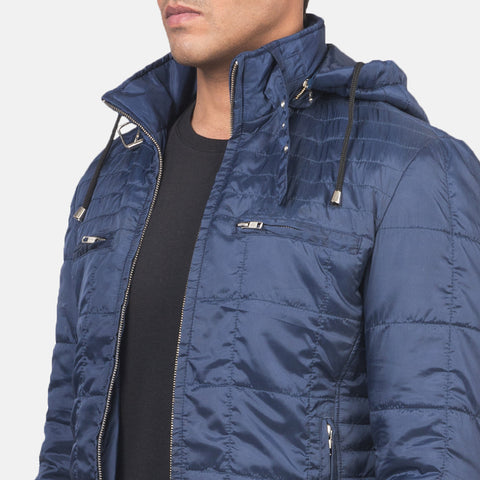Alps Quilted Blue Hooded Windbreaker Jacket