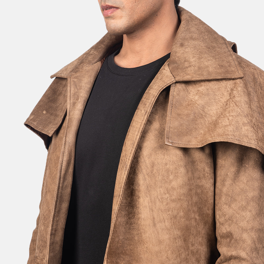Army Brown Leather Duster