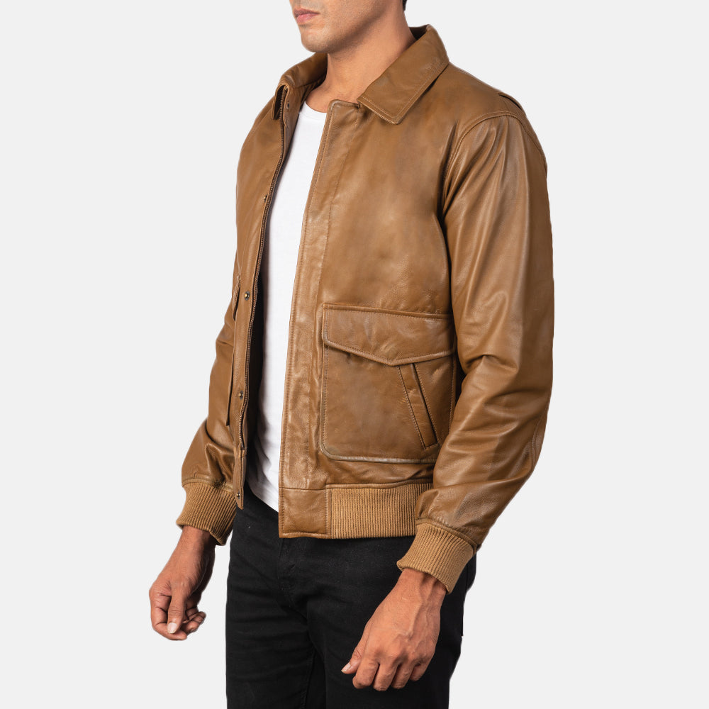 [FS] Coffmen Olive Brown A2 Leather Bomber Jacket