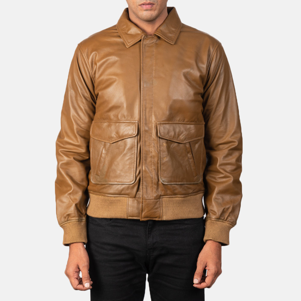 [FS] Coffmen Olive Brown A2 Leather Bomber Jacket