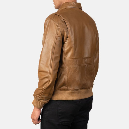 [LC] Coffmen Olive Brown Leather Bomber Jacket