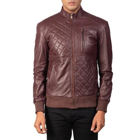 [FS] Moda Maroon Leather Bomber Jacket