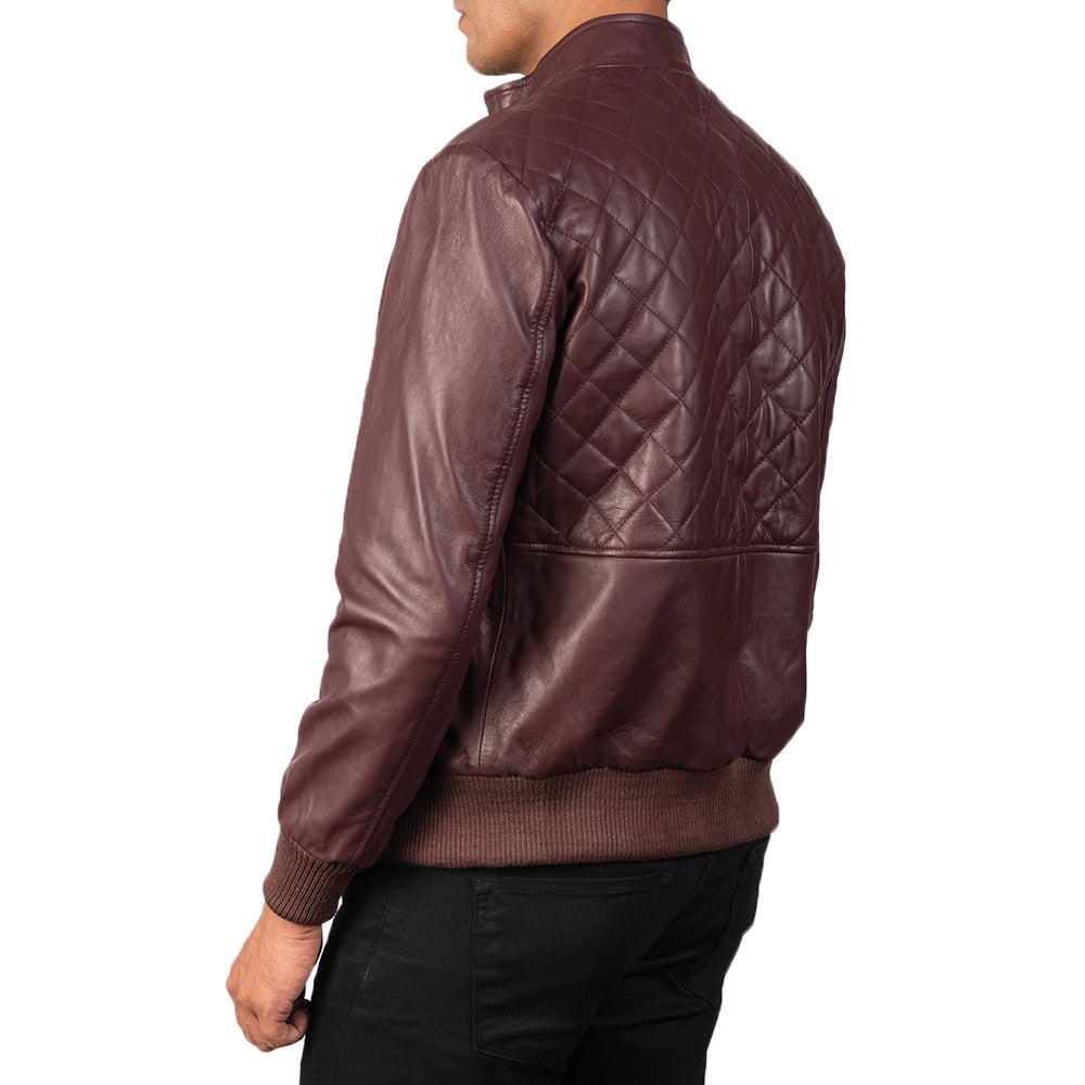 [FS] Moda Maroon Leather Bomber Jacket