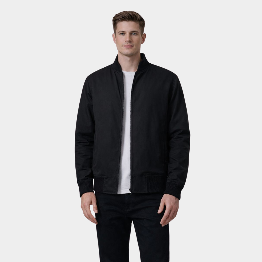 Men's Bennett Black Canvas Bomber Jacket